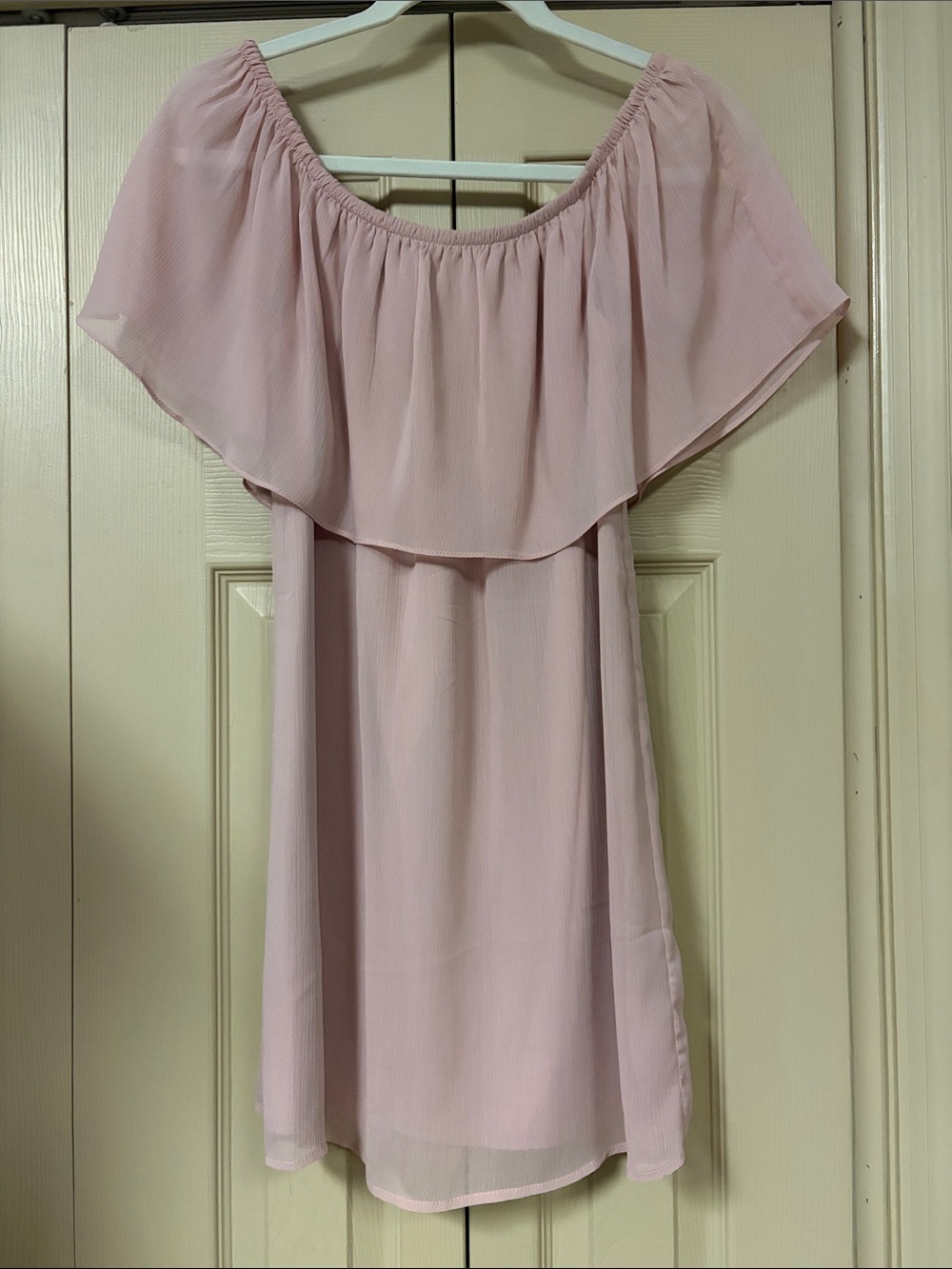 BB Dakota Blush Off-Shoulder Ruffle Dress